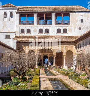 Patio de le Azequia Alhambra Palace Granada Spagna Foto Stock