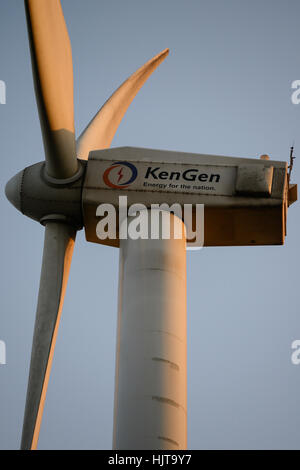 KENYA, Nairobi, Ngong Hills, centrale eolica da 25,5 MW con turbine eoliche Gamesa, di proprietà e gestione di KENGEN Kenya Electricity Generating Company, Gamesa ist parte della società Siemens Gamesa Renewable Energy / KENIA, Ngong Hills Windpark, Betreiber KenGen Kenya Electricity Generating Company mit Gamesa Windkraftanlagen Foto Stock