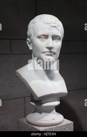 Busto in marmo di Napoleone Bonaparte (1808) da scultore italiano Giacomo Spalla sul display nella Neue Pinakothek (nuovo) Pinacotheca a Monaco di Baviera, Germania. Foto Stock