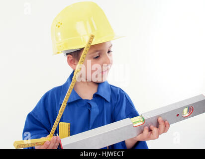 Little Boy come operaio edile Foto Stock