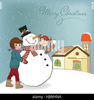 Freddo, catarro, carota, natale, infanzia, rivestire, cartoon, bambino, edificio, Foto Stock