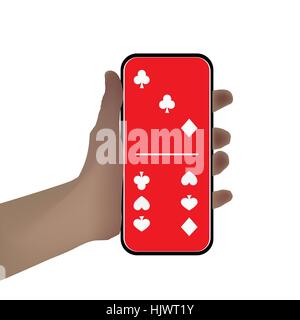 Mano che tiene un domino tre - sei. Illustrazioni Illustrazione Vettoriale