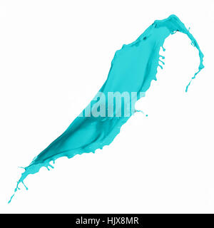 Colore azzurro splash di vernice su sfondo bianco Foto Stock