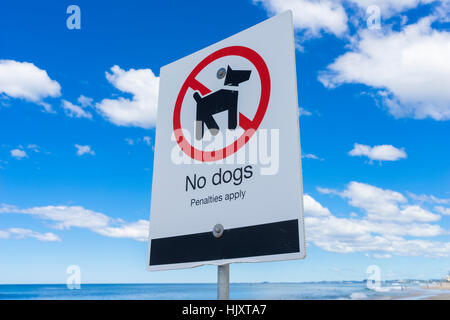 Nessun segno di cani sulla spiaggia Foto Stock