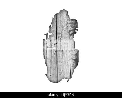 Mappa di Qatar su legno stagionato Foto Stock