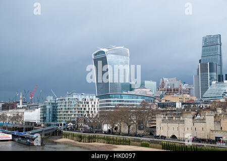 Vista della città di Londra aon inverni di giorno con famosi edifici architettonici,Londra,Inghilterra Foto Stock