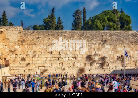 Il santo della parete occidentale nella città vecchia di Gerusalemme Israele Foto Stock
