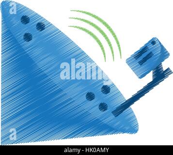 Disegno Piatto di antenna la tecnologia radar icona illustrazione vettoriale EPS 10 Illustrazione Vettoriale