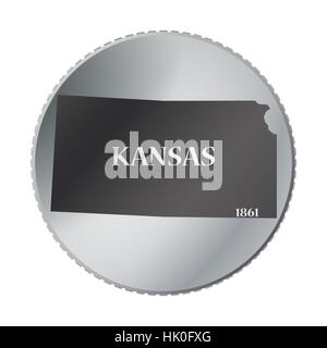 Un Kansas moneta dello stato isolato su uno sfondo bianco Foto Stock