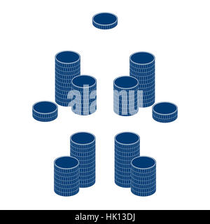 Una pila di tondo di monete. Illustrazione della foto. Foto Stock