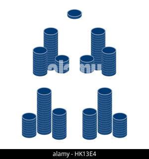 Una pila di tondo di monete. Illustrazione della foto. Foto Stock