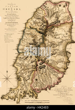 Mappa di Grenada 1780 Foto Stock
