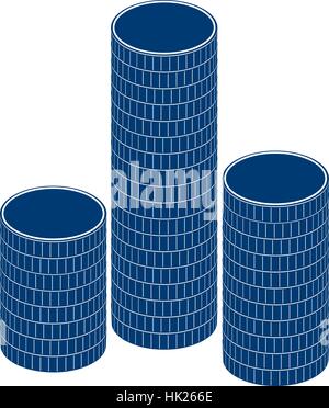 Una pila di tondo di monete. Illustrazione Vettoriale. Illustrazione Vettoriale