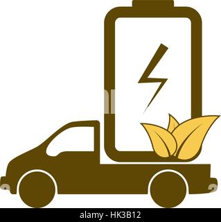 Piatto di taglio della carta icona di stile del veicolo eco. Consegna il simbolo auto illustrazione vettoriale Illustrazione Vettoriale