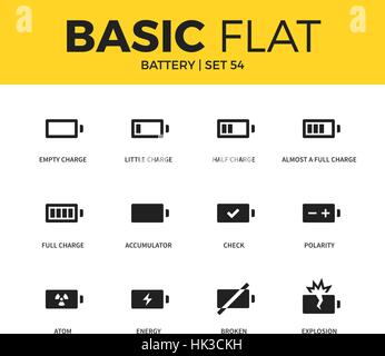 Set di base di icone della batteria Illustrazione Vettoriale