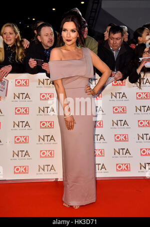 Candice Brown frequentando il National Television Awards 2017 all'O2, Londra. Foto Stock