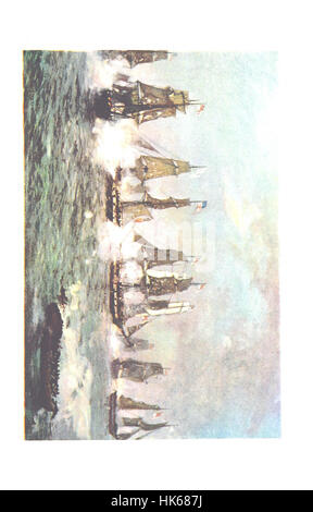 Fotografia tratta da "azioni navali della guerra del 1812", raffigurante una battaglia navale o una scena della guerra del 1812, illustrata con dettagliate illustrazioni a colori di C. T. Chapman. Foto Stock