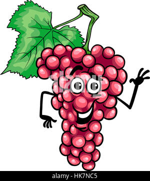Le uve, illustrazione, frutta, carattere, divertente, entusiasti, modesta, Foto Stock