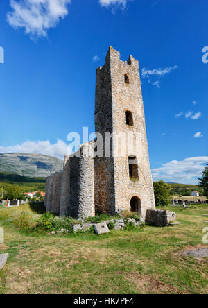 La Chiesa del Santo la salvezza.La più antica chiesa in Croazia (Crkva Sv. Spasa), chiesa preromanici in Dalmazia, vicino alla sorgente del fiume Cetina. Foto Stock