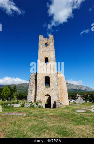 La Chiesa del Santo la salvezza.La più antica chiesa in Croazia (Crkva Sv. Spasa), chiesa preromanici in Dalmazia, vicino alla sorgente del fiume Cetina. Foto Stock