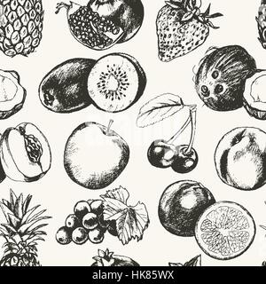 Modello senza giunture frutta - vettore moderno disegnato a mano modello senza giunture. Illustrazione Vettoriale