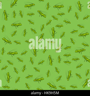 Green Cartoon cavallette Pattern senza giunture Foto Stock