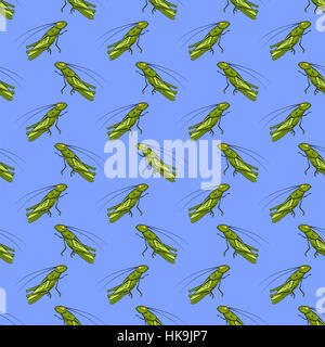 Green Cartoon cavallette Pattern senza giunture Foto Stock