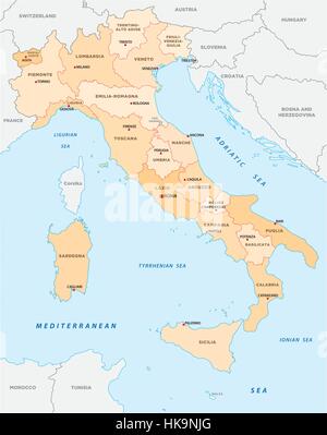 Italia politica e amministrativa di mappa Illustrazione Vettoriale