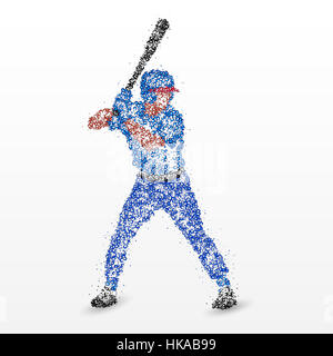 Giocatore di baseball con un bat. Illustrazione della foto. Foto Stock