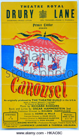 Flyer per una performance di giostra al Theatre Royal Drury Lane Londra circa 1951 Foto Stock