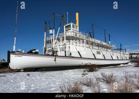 SS Klondike II sternwheeler sito storico nazionale dal fiume di Yukon, Whitehorse, Yukon Territory Foto Stock