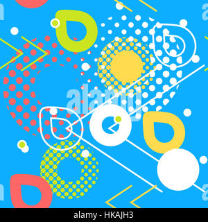 Abstract seamless pattern. Pixel forme geometriche motif sfondo. Imitazione di stampa illustrazione vettoriale memphis stile alla moda Foto Stock