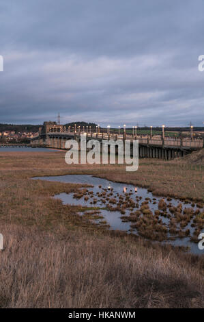 Kincardine swing ponte sul Firth of Forth, guardando a nord di Fife, Scozia,UK, Foto Stock