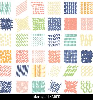Disegnato a mano le texture .diverse forme scribble, linea, spot, drop, illustrazione vettoriale. Illustrazione Vettoriale