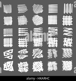 Disegnato a mano le texture .diverse forme scribble, linea, spot, drop, illustrazione vettoriale. Isolato. Illustrazione Vettoriale