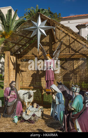 Vita all'aperto dimensioni PRESEPE chiesa del piccolo fiore CORAL GABLES FLORIDA USA Foto Stock