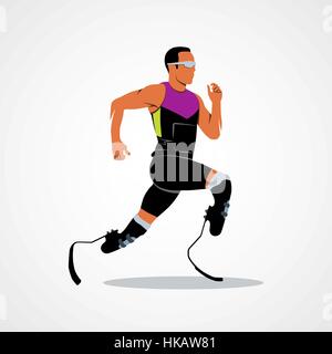 Abstract atleti disabili in esecuzione su uno sfondo bianco. Illustrazione Vettoriale. Illustrazione Vettoriale