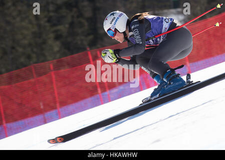 Cortina d'ampezzo, Italia. 26 gen, 2017. Romane Miradoli della Francia sul corso durante la formazione in discesa a Cortina d'Ampezzo, Italia il 26 gennaio 2017. Credito: Rok Rakun/Pacific Press/Alamy Live News Foto Stock