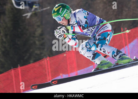 Cortina d'ampezzo, Italia. 26 gen, 2017. Tamara Tippler dell'Austria sul corso durante la formazione in discesa a Cortina d'Ampezzo, Italia il 26 gennaio 2017. Credito: Rok Rakun/Pacific Press/Alamy Live News Foto Stock