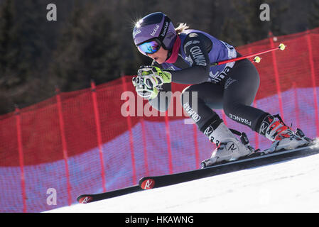 Cortina d'ampezzo, Italia. 26 gen, 2017. Tessa Worley della Francia sul corso durante la formazione in discesa a Cortina d'Ampezzo, Italia il 26 gennaio 2017. Credito: Rok Rakun/Pacific Press/Alamy Live News Foto Stock