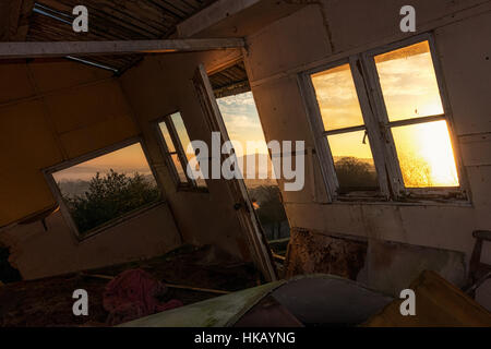 Summerhouse abbandonati nello Yorkshire, Regno Unito Foto Stock
