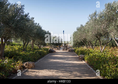 Visita a Ramat Hanadiv a Zihron Ya'akov, Israele Foto Stock