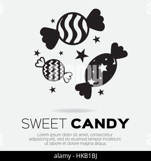 Icona di caramella. Dolcezza mono i simboli vettoriali. Illustrazione Vettoriale