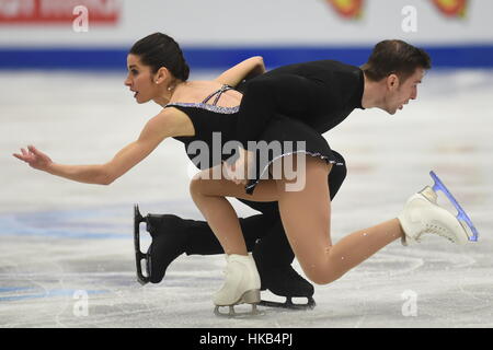 Ostrava, Repubblica Ceca. 26 gen, 2017. Valentina Marchei e Ondrej Hotarek d'Italia competere durante le coppie - pattinaggio gratuito degli Europei di Pattinaggio di Figura campionati di Ostrava, Repubblica ceca, 26 gennaio 2017. Credito: Jaroslav Ozana/CTK foto/Alamy Live News Foto Stock