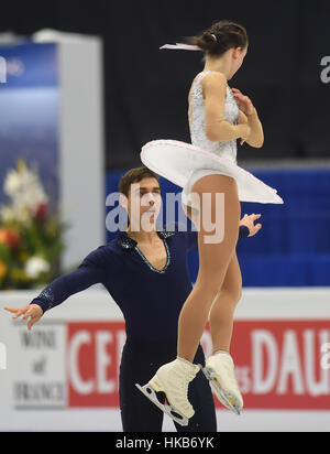 Ostrava, Repubblica Ceca. 26 gen, 2017. Anna Duskova e Martin Bidar competere durante le coppie - pattinaggio gratuito degli Europei di Pattinaggio di Figura campionati di Ostrava, Repubblica ceca, 26 gennaio 2017. Credito: Jaroslav Ozana/CTK foto/Alamy Live News Foto Stock