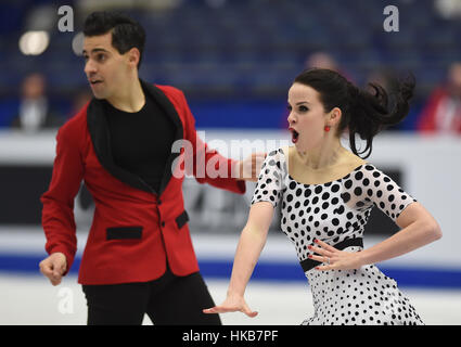 Ostrava, Repubblica Ceca. 26 gen, 2017. Anna Cappellini e Luca Lanotte dell Italia competere durante la coppia di breve programma della Comunità figura Skating Championships in Ostrava, Repubblica ceca, 26 gennaio 2017. Credito: Jaroslav Ozana/CTK foto/Alamy Live News Foto Stock