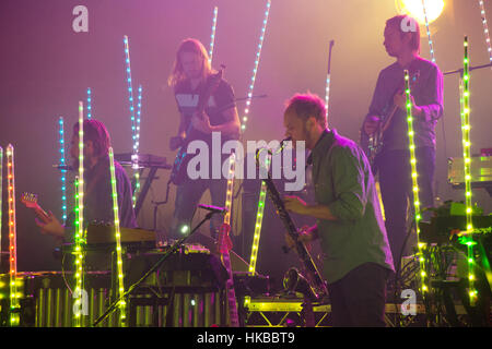 Londra, Regno Unito. 27 gennaio, 2017. Norwegian jazz sperimentale gruppo Jaga Jazzist performing live sul palco del Roundhouse di Londra. Credito: Roger Garfield/Alamy Live News Foto Stock