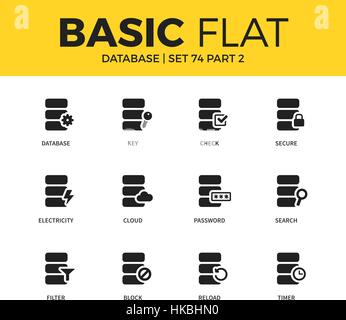 Set di base di icone dei database Illustrazione Vettoriale