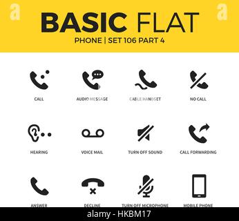 Set di base di icone del telefono Illustrazione Vettoriale