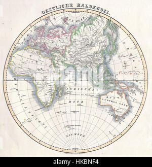 1844 Flemming mappa dell'Emisfero Orientale Geographicus EasternHemi flemming 1844 Foto Stock